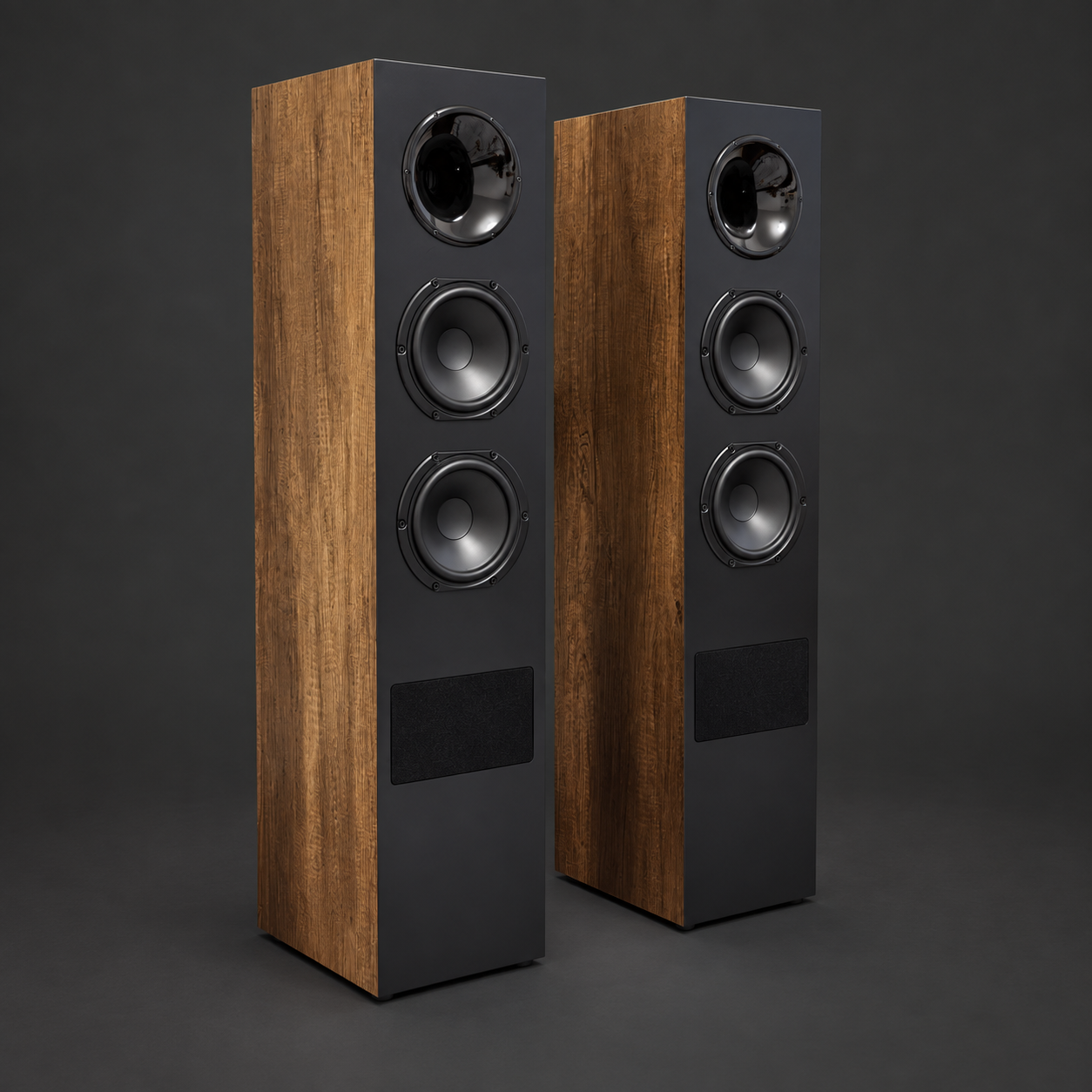 Reality Pro Walnut floorstanding speakers